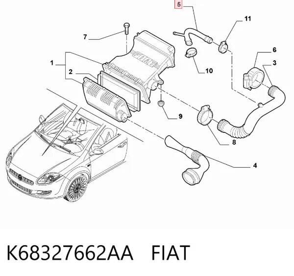Króciec wentylacji kadłuba (separatora oleju) K68327662AA Fiat/Alfa/Lancia