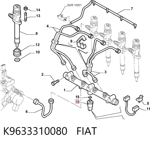 Czujnik ciśnienia paliwa K9633310080 Fiat/Alfa/Lancia