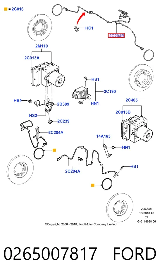 Czujnik ABS tylny lewy 0265007817 Ford