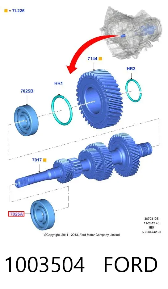 Łożysko wału sprzęgłowego skrzyni biegów 1003504 Ford