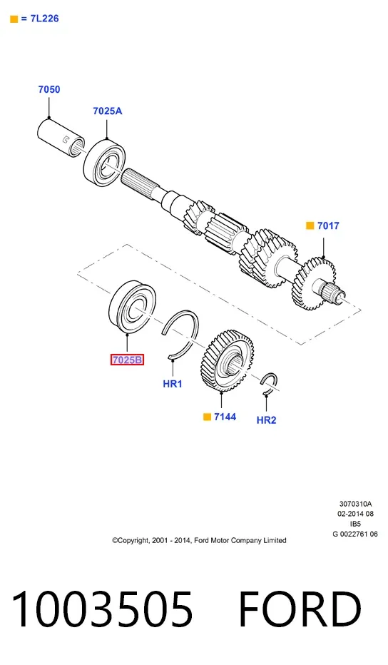 Łożysko wału sprzęgłowego skrzyni biegów 1003505 Ford