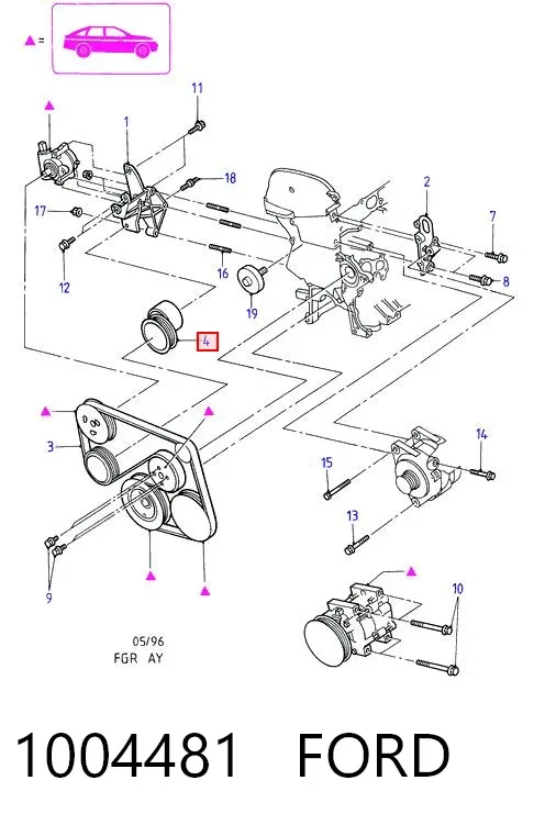 Napinacz paska napędowego 1004481 Ford