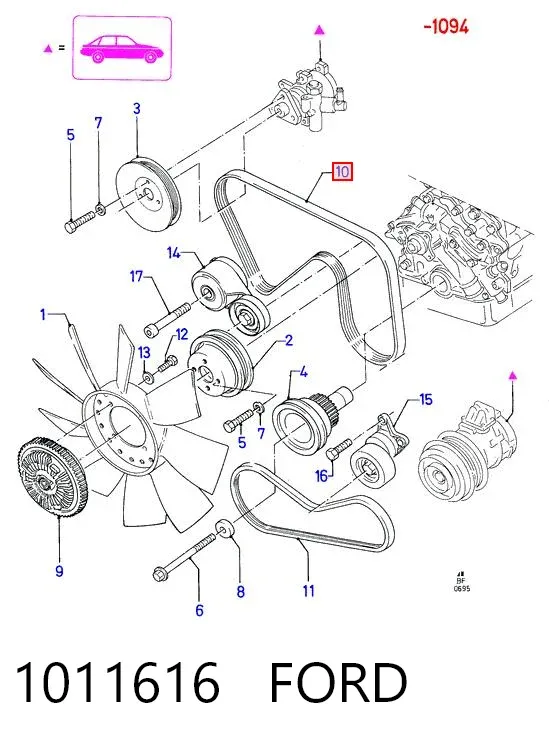 Pas napędowy mechanizmów 1011616 Ford