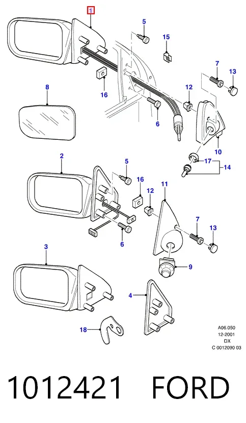 Lusterko wsteczne lewe 1012421 Ford
