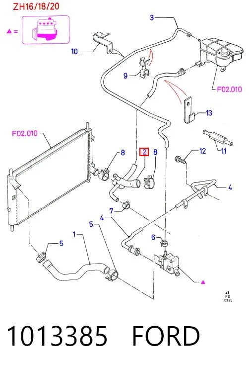 Przewód (króciec) chłodnicy dolny 1013385 Ford