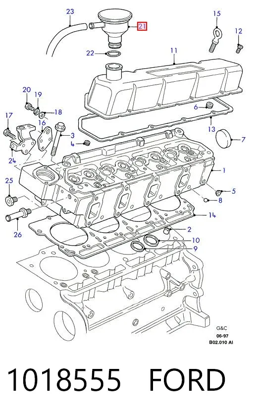 Separator oleju układu wentylacji kadłuda (bloku silnika) 1018555 Ford