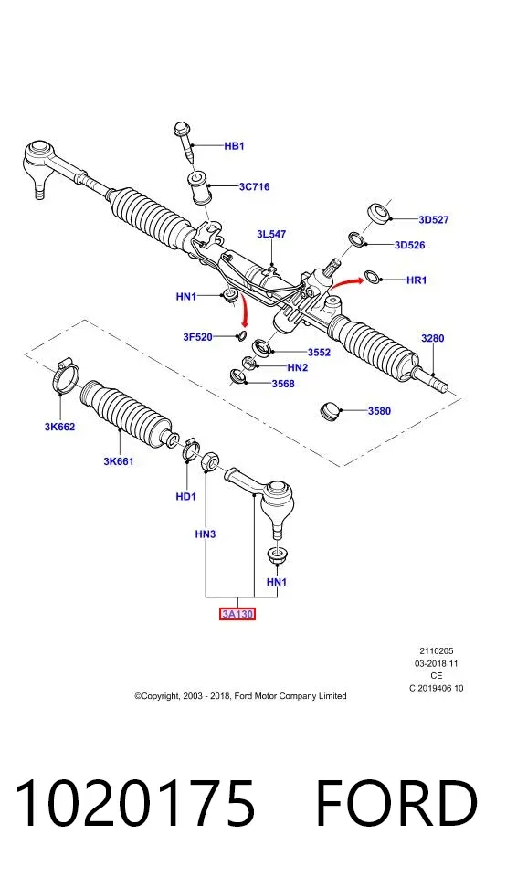Końcówka drążka kierowniczego zewnętrzna 1020175 Ford