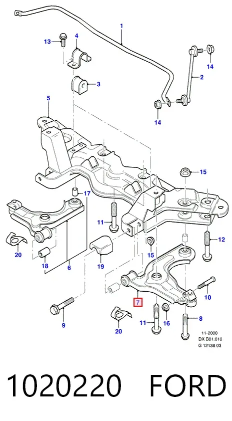Wahacz zawieszenia przedniego dolny lewy 1020220 Ford