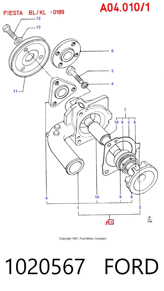 Pompa chłodząca wodna 1020567 Ford