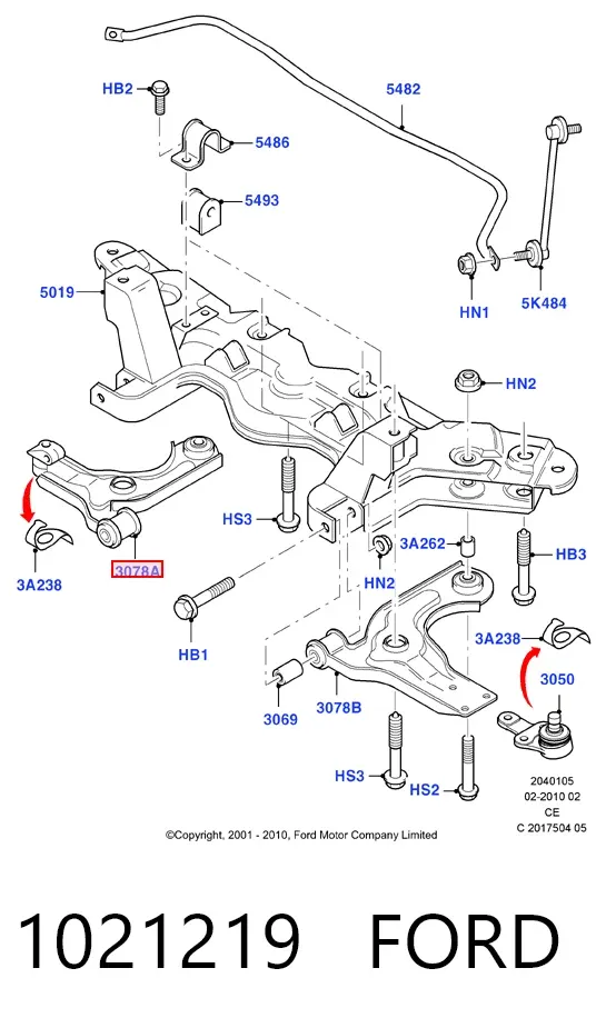Wahacz zawieszenia przedniego dolny prawy 1021219 Ford