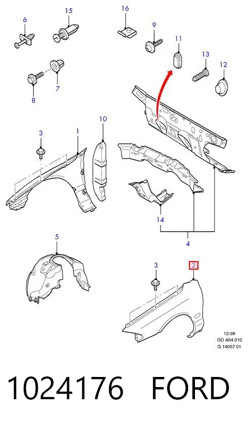 Błotnik przedni lewy Ford Mondeo II