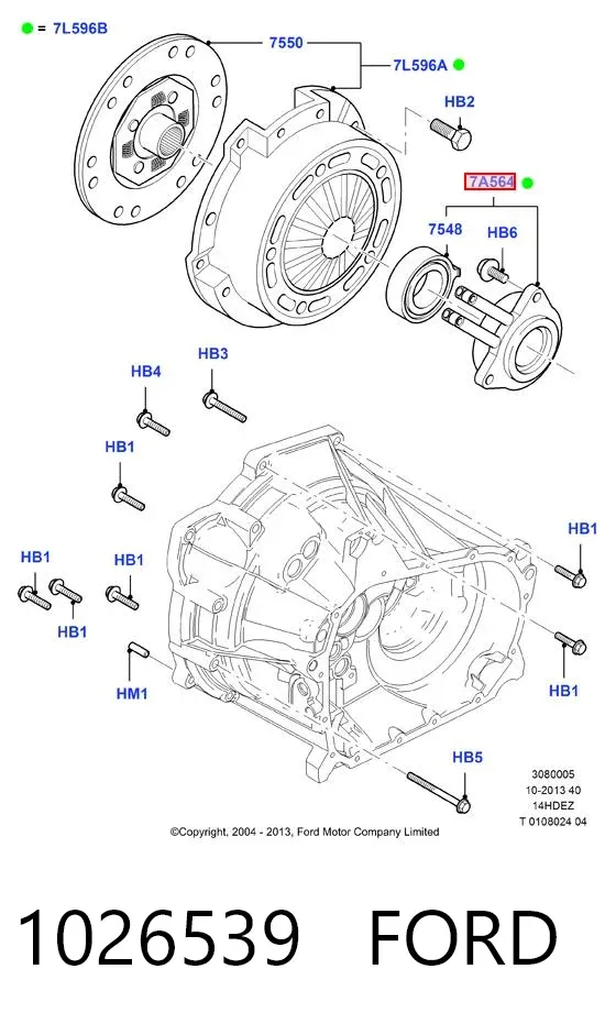 Cylinder roboczy sprzęgła (wysprzęglik) w komplecie z łożyskiem wyciskowym 1026539 Ford