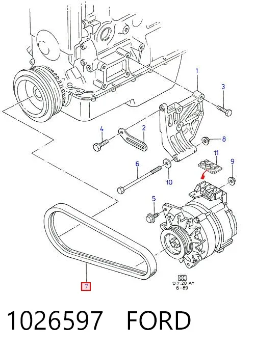 Pas napędowy mechanizmów 1026597 Ford