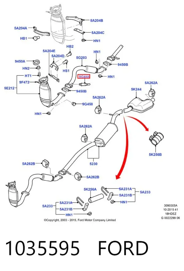 Sonda lambda czujnik tlenu po katalizatorze 1035595 Ford