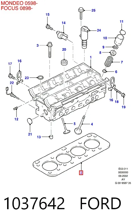 Uszczelka głowicy cylindrów 1037642 Ford