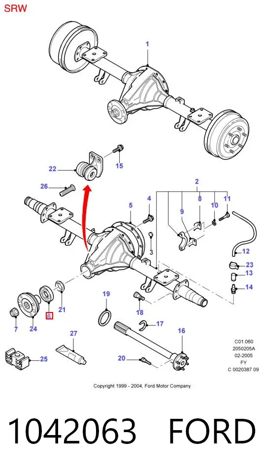 Uszczelniacz końcówki reduktora mostu tylnego 1042063 Ford