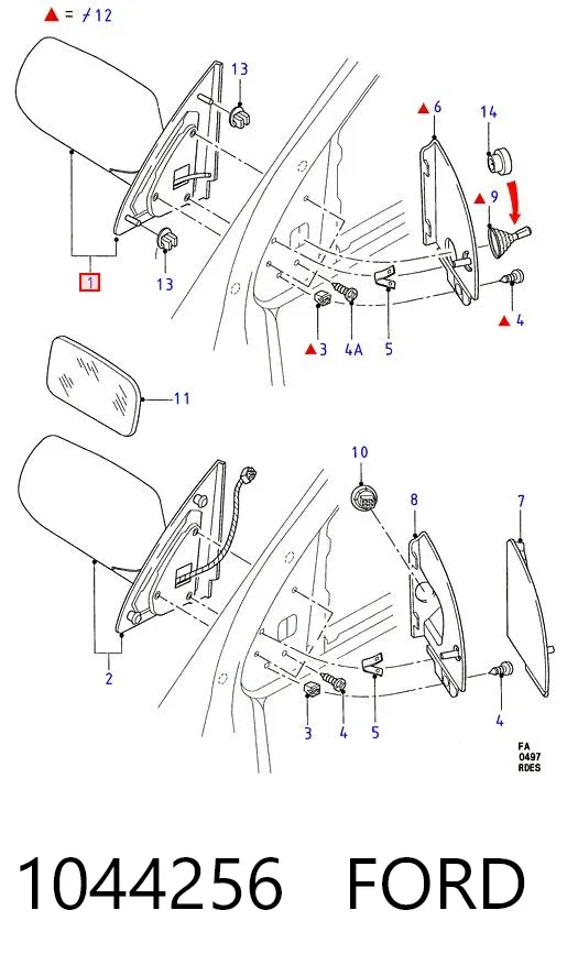 Lusterko wsteczne prawe 1044256 Ford