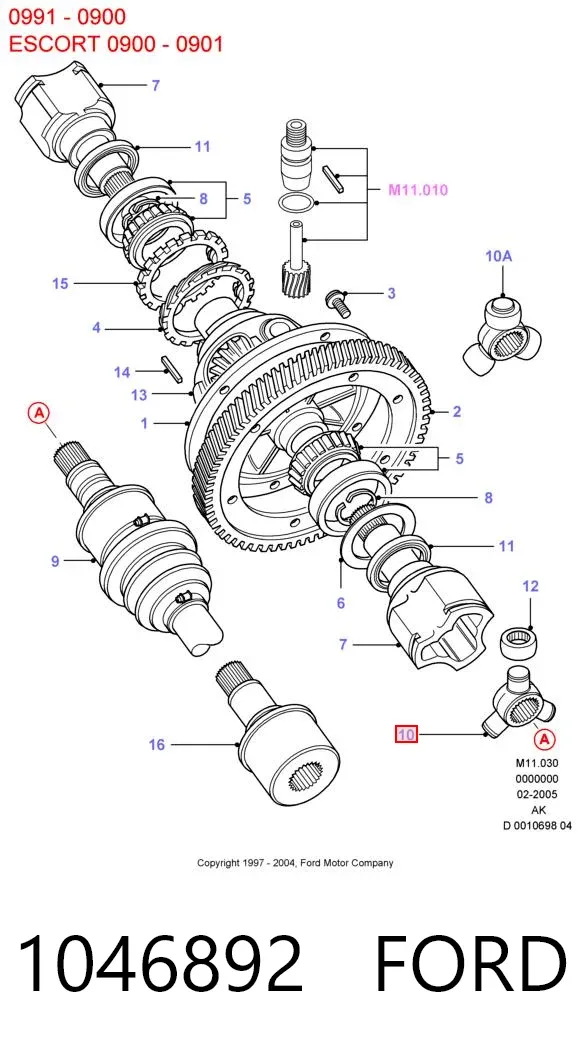 Przegub homokinetyczny wewnętrzny trójramienny 1046892 Ford