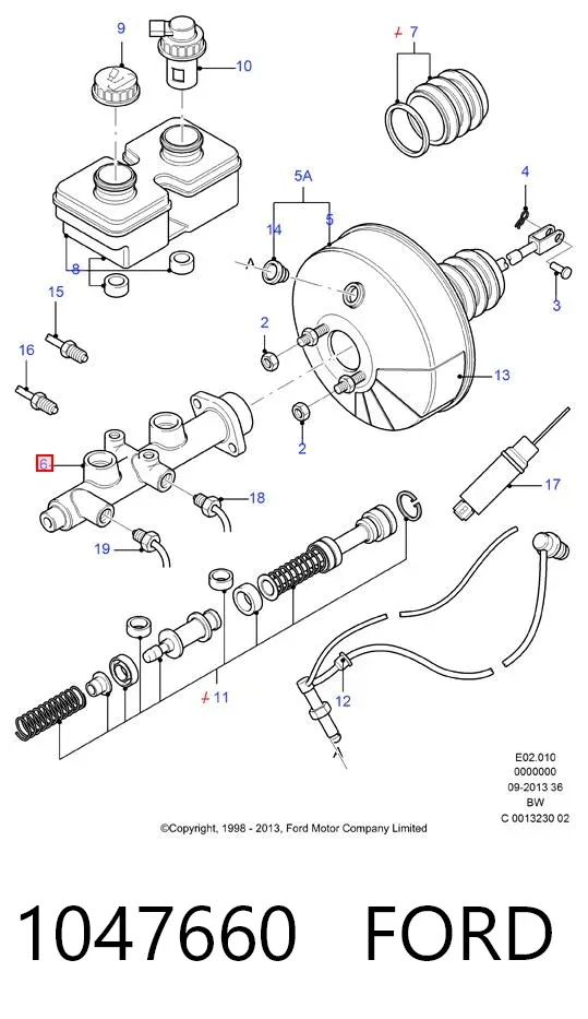 Główny cylinder hamulców 1047660 Ford