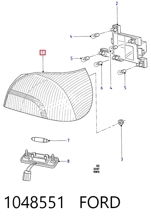 Lampa zespolona tylna prawa 1048551 Ford