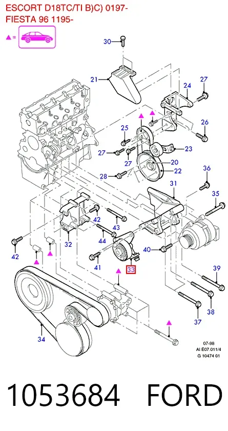 Napinacz paska napędowego 1053684 Ford