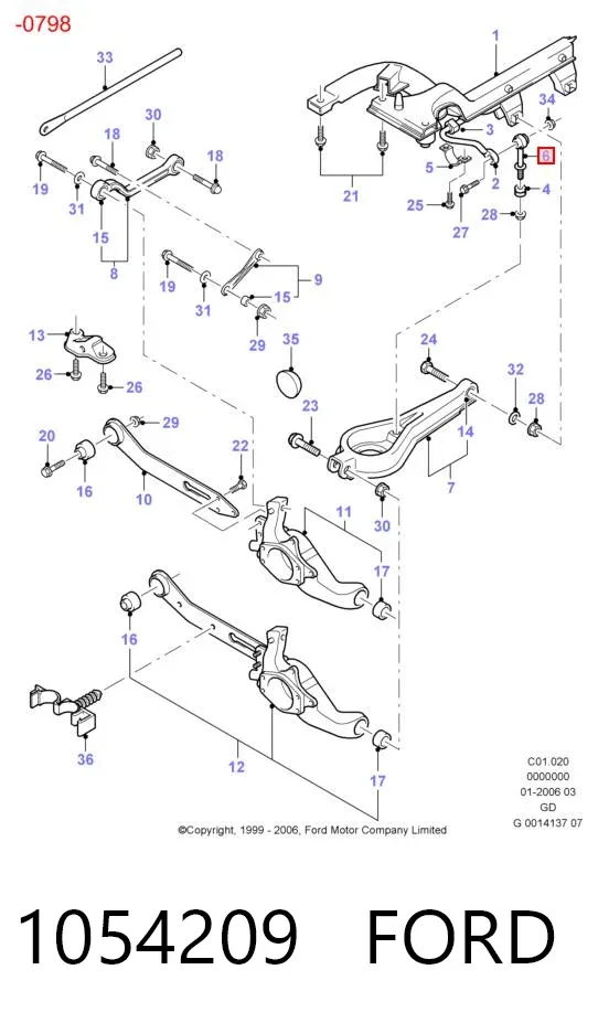Łącznik stabilizatora tylnego 1054209 Ford