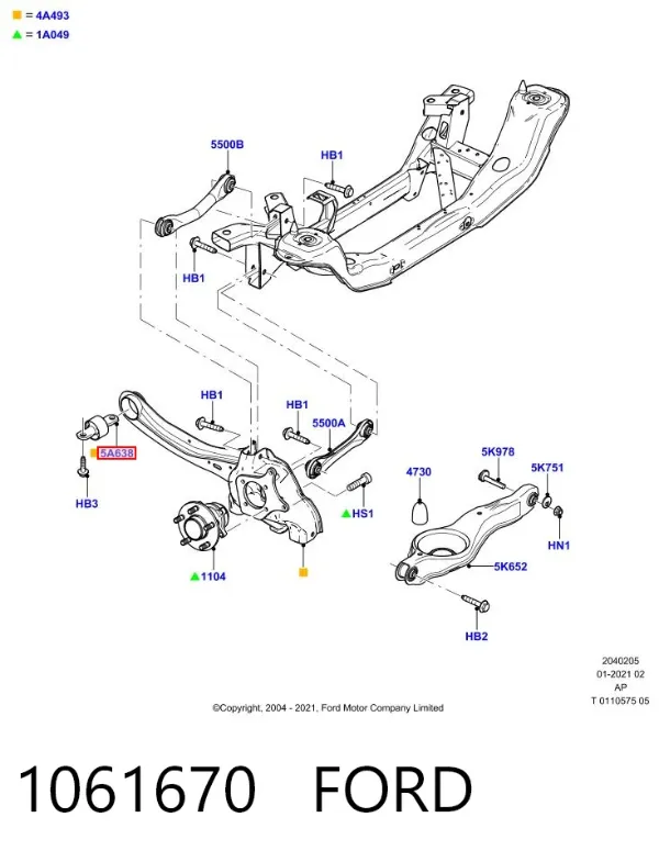 Silentblock tylnego wahacza podłużnego przedni 1061670 Ford