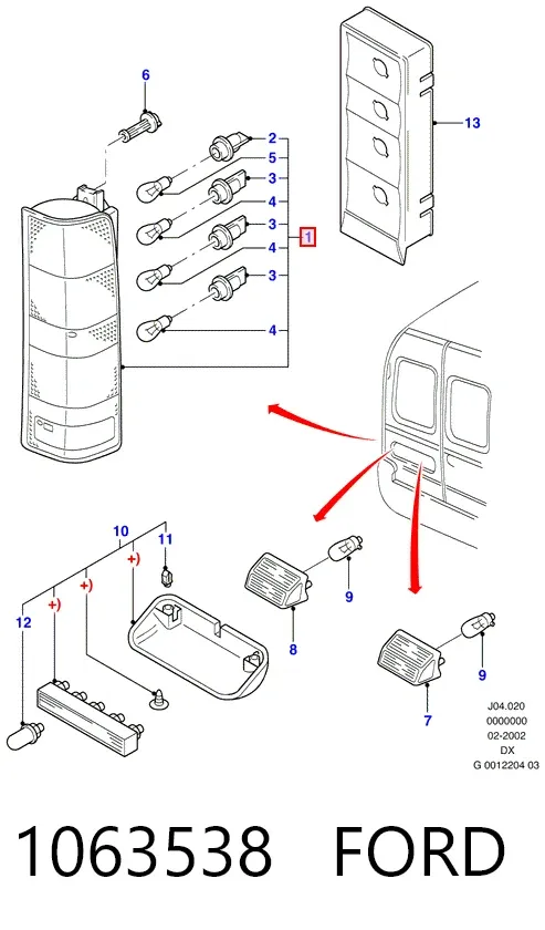 Lampa zespolona tylna lewa 1063538 Ford