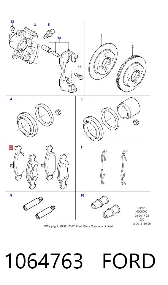 Klocki hamulcowe przednie tarczowe 1064763 Ford