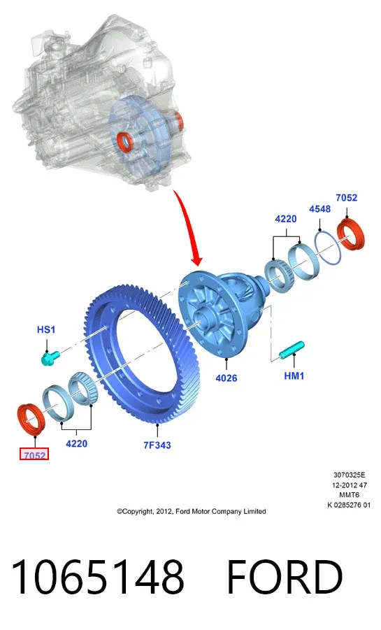 Uszczelniacz półosi lewej mostu przedniego 1065148 Ford