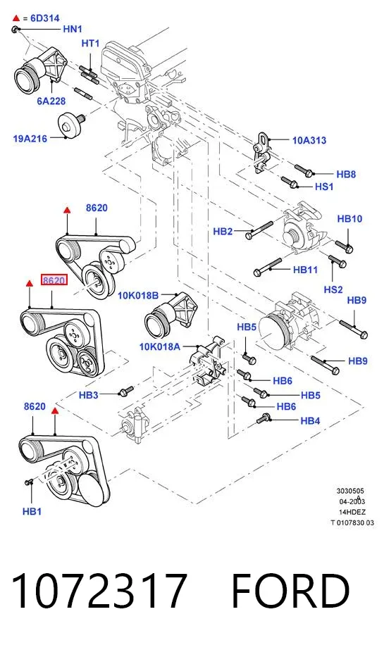 Pas napędowy mechanizmów 1072317 Ford