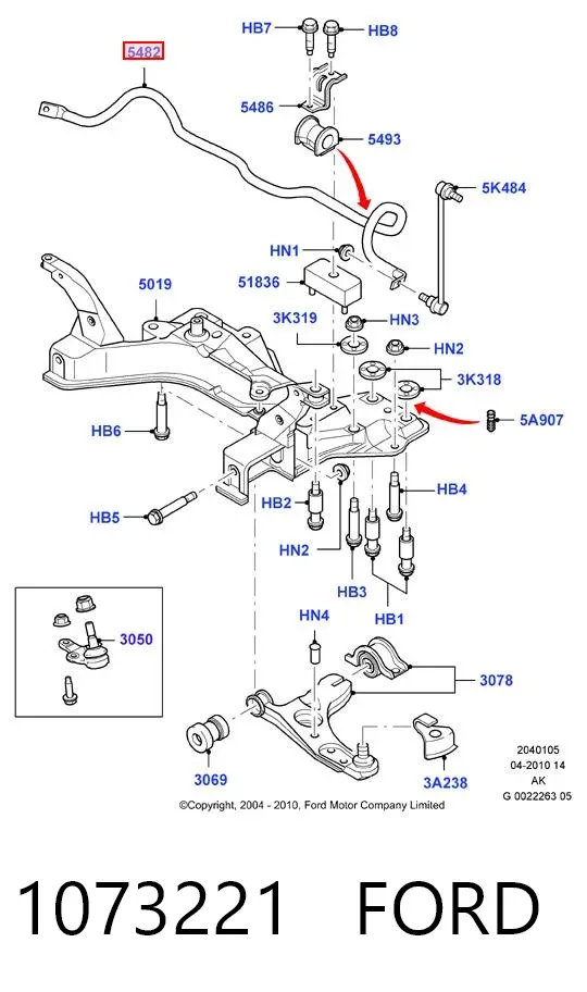 Stabilizator przedni 1073221 Ford