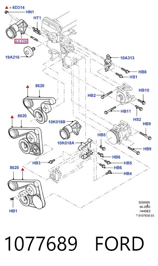 Napinacz paska napędowego 1077689 Ford