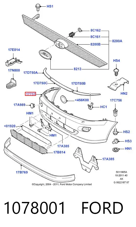 Zderzak przedni 1078001 Ford