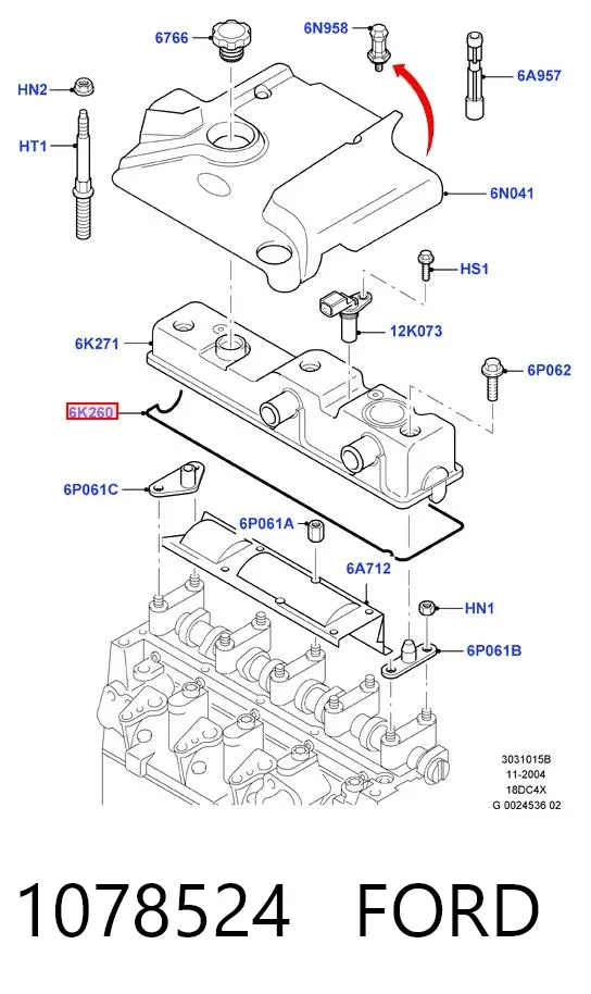 Uszczelka pokrywy zaworowej silnika 1078524 Ford
