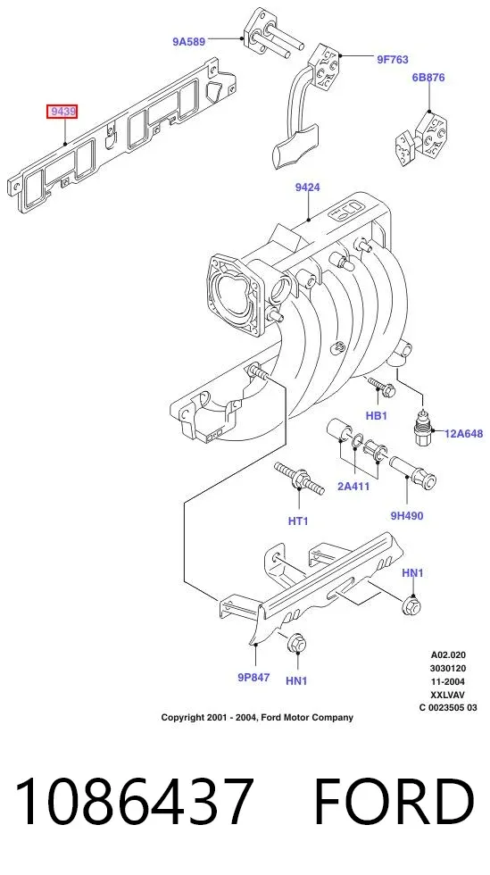 Uszczelka kolektora ssącego 1086437 Ford