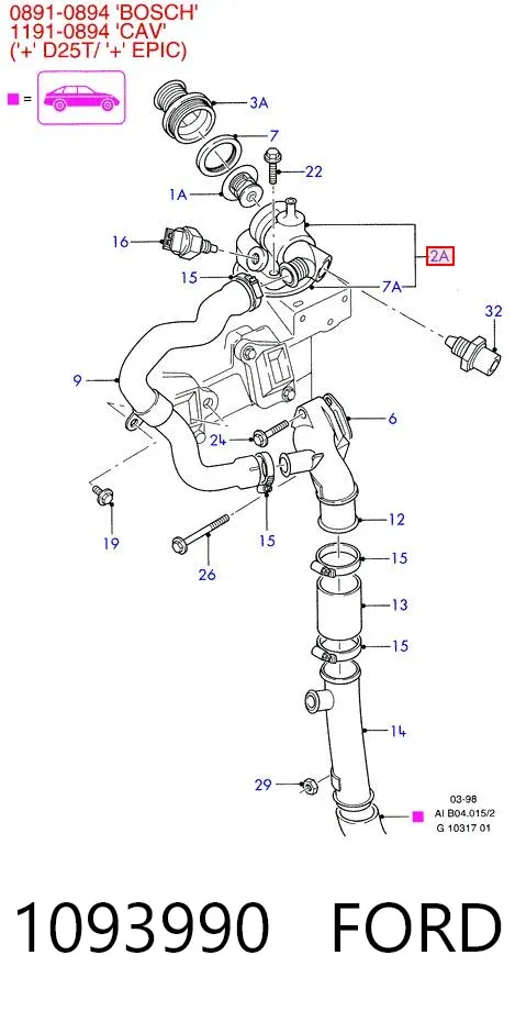 Obudowa termostatu 1093990 Ford
