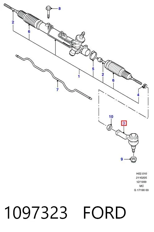 Końcówka drążka kierowniczego zewnętrzna 1097323 Ford