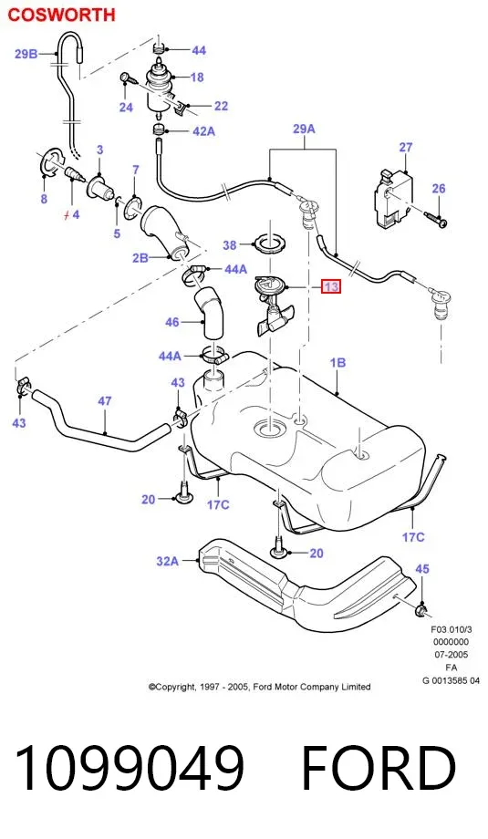 Moduł pompy paliwowej z czujnikiem poziomu paliwa 1099049 Ford