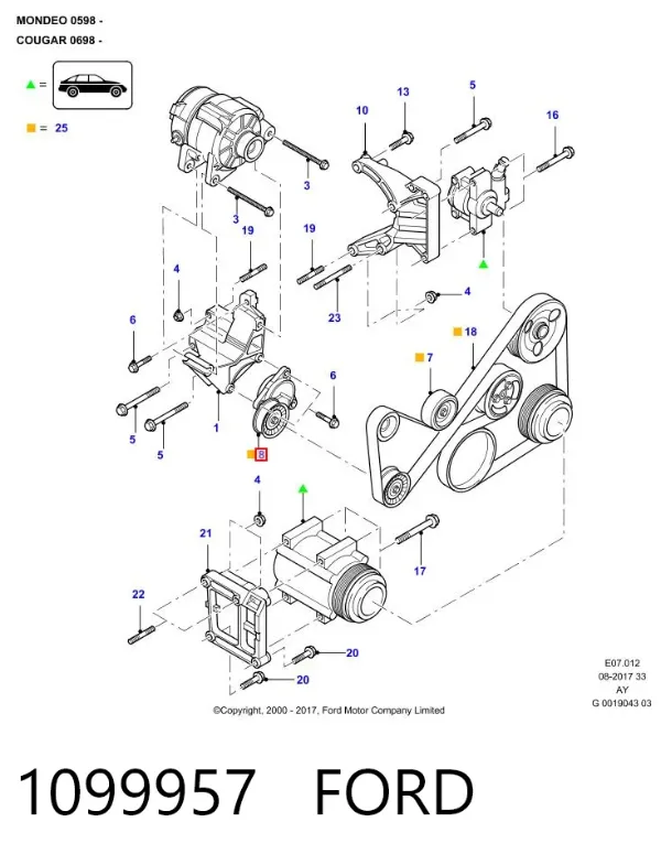 Napinacz paska napędowego 1099957 Ford