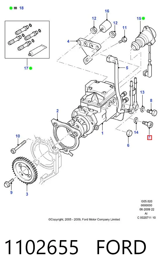 Zawór systemu zasilania paliwa (śruba banjo) 1102655 Ford