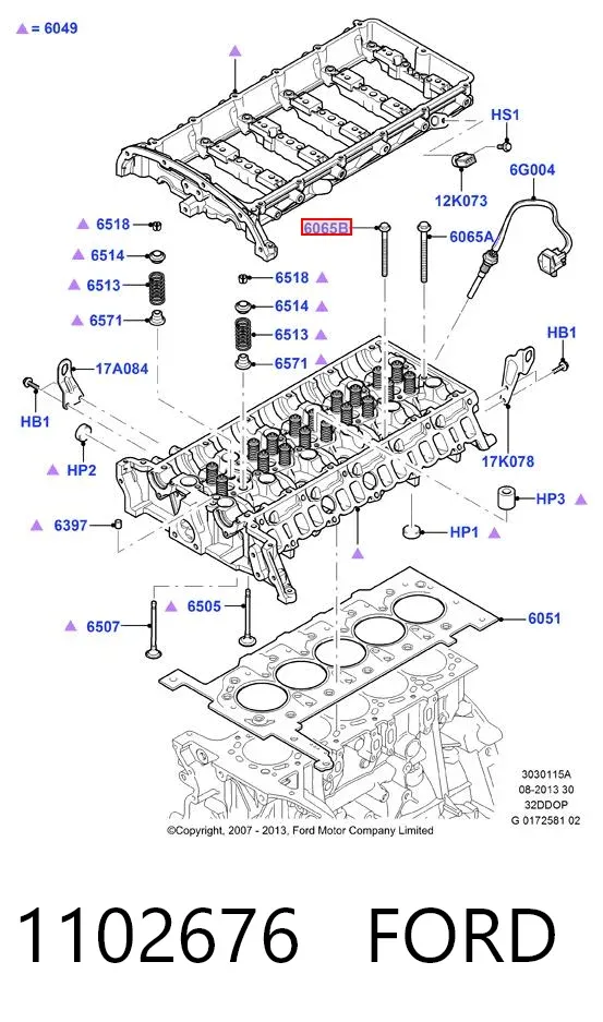Śruba głowicy cylindrów 1102676 Ford
