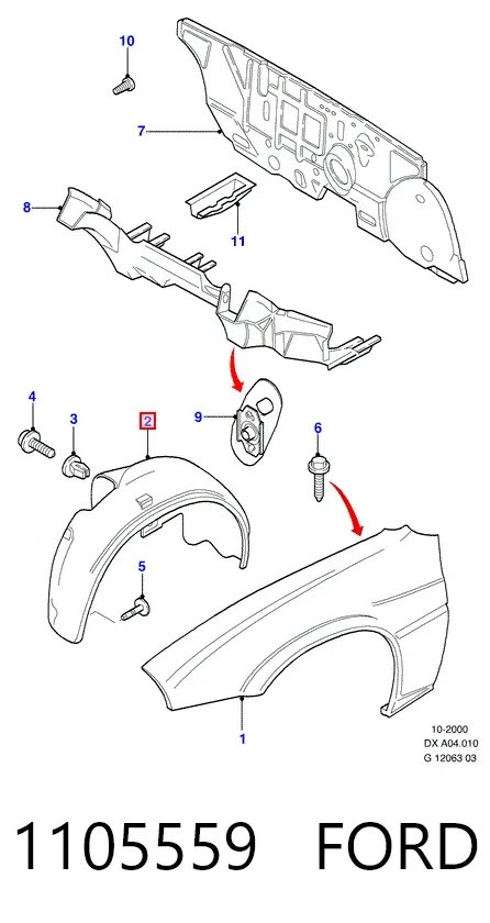 Nadkole błotnika przedniego prawe Ford Fiesta Mk4