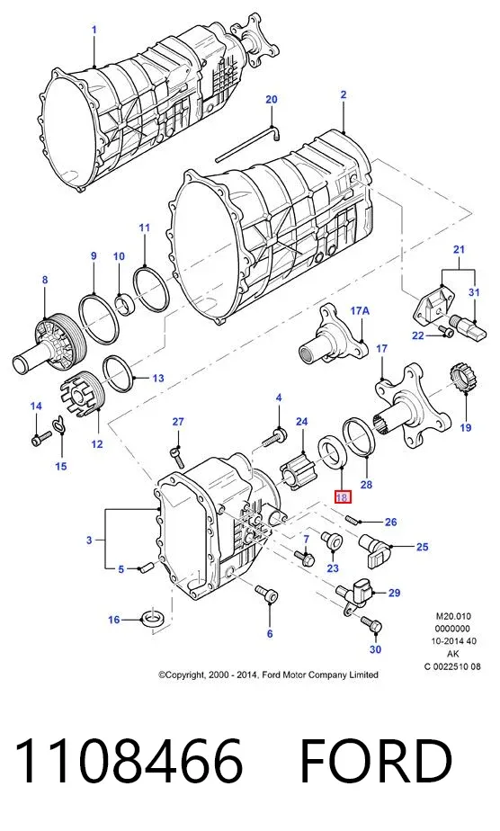 Uszczelniacz automatycznej/mechanicznej skrzyni biegów (wału głównego) 1108466 Ford