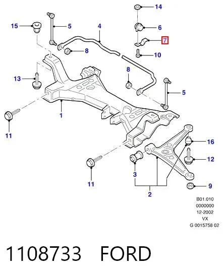Uchwyt do mocowania tulei stabilizatora przedniego 1108733 Ford