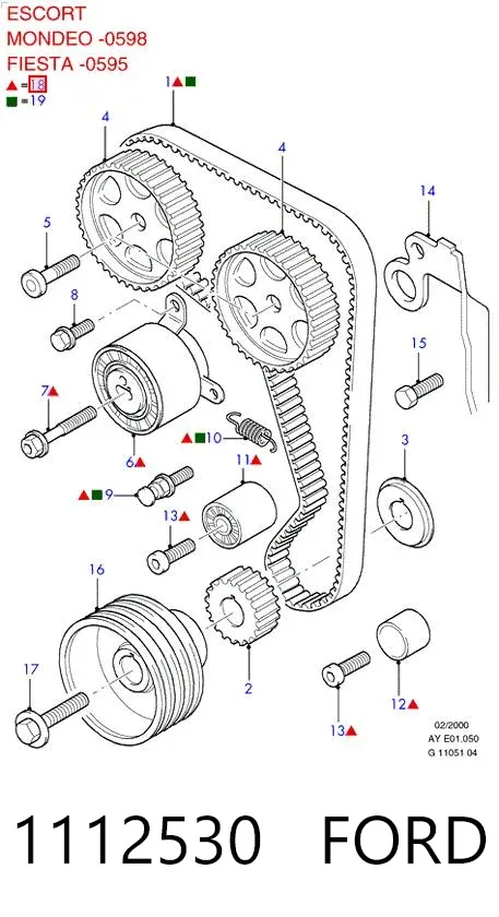 Pasek rozrządu, zestaw 1112530 Ford