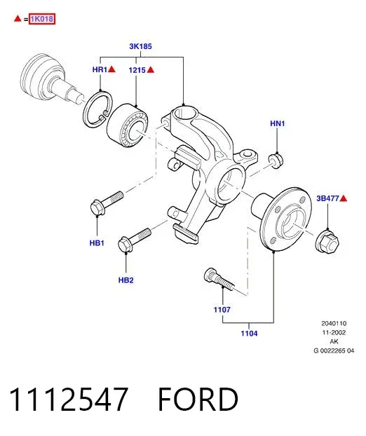 Łożysko piasty przedniej 1112547 Ford