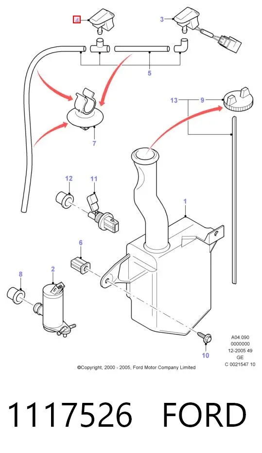 Dysza spryskiwacza szyby przedniej 1117526 Ford