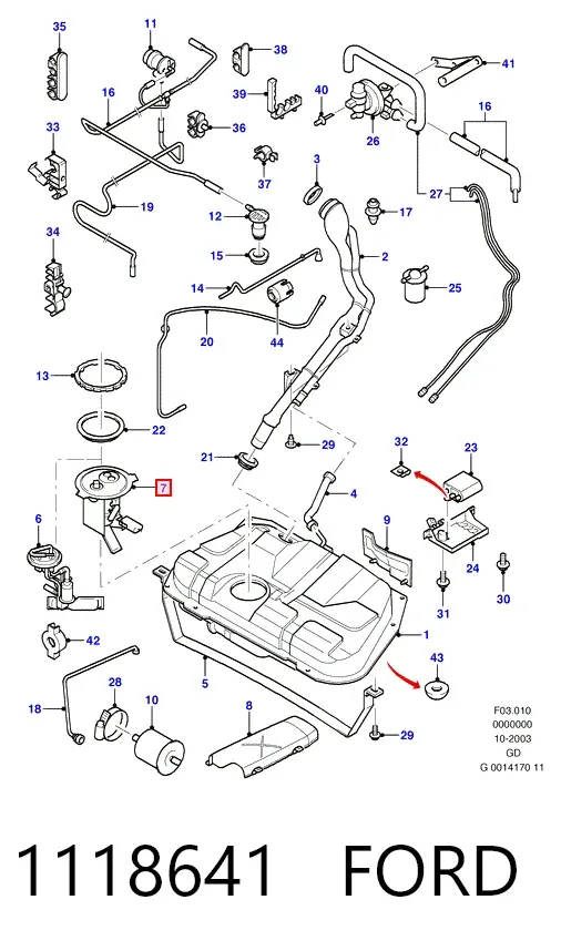Moduł pompy paliwowej z czujnikiem poziomu paliwa 1118641 Ford