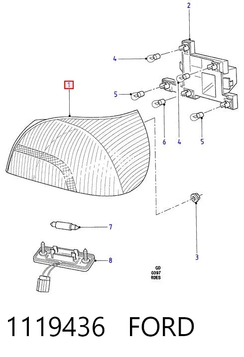 Lampa zespolona tylna prawa 1119436 Ford